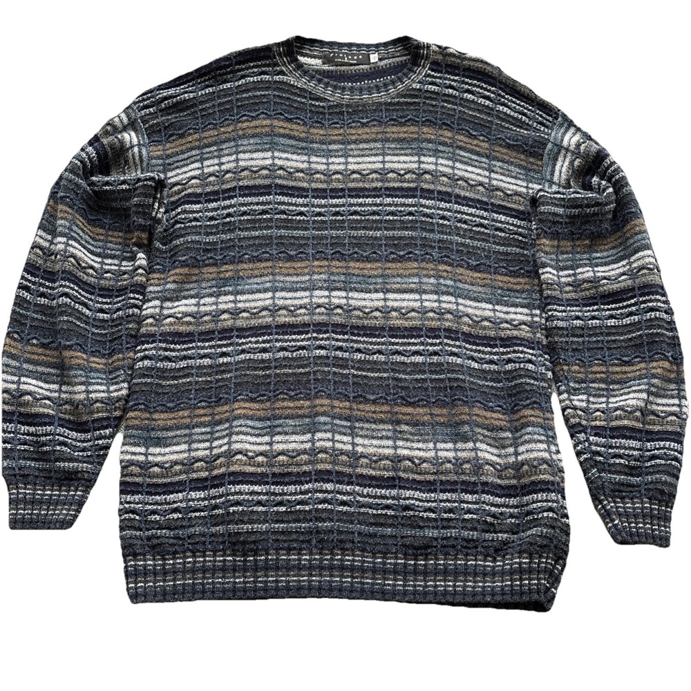 Vintage 90s Protege Collection 3D Knit Coogi Style Pullover Sweater Large Tall
